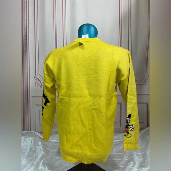 Disney Parks Mickey Mouse Yellow Sweater Unisex Adult Size M XL Pullover Knit - Picture 6 of 15